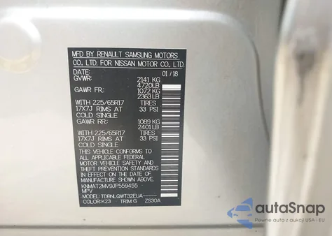 2018 Nissan Rogue Sv from USA, damaged, VIN KNMAT2MV9JP559455